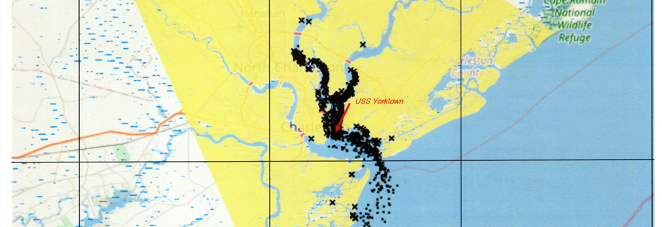 Map of hypothetical USS Yorktown Oil Spill